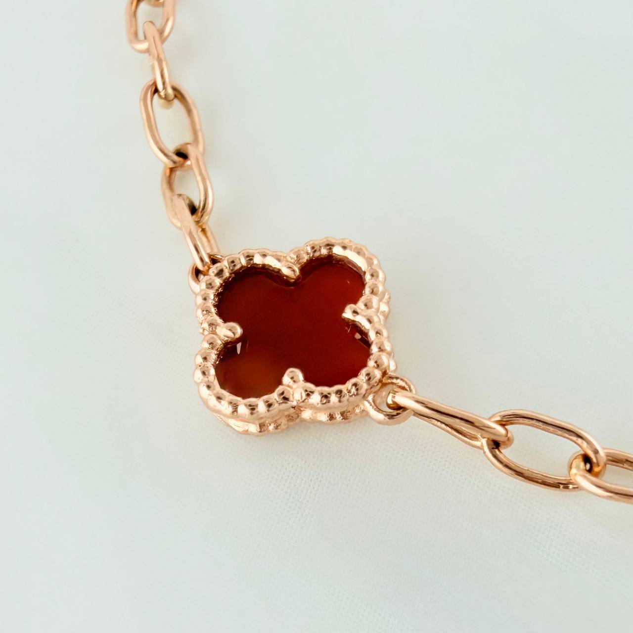 Clover Bracelet Box 3.35gr / 7 in / 2mm Rose Gold Nac.Esp. 18K $