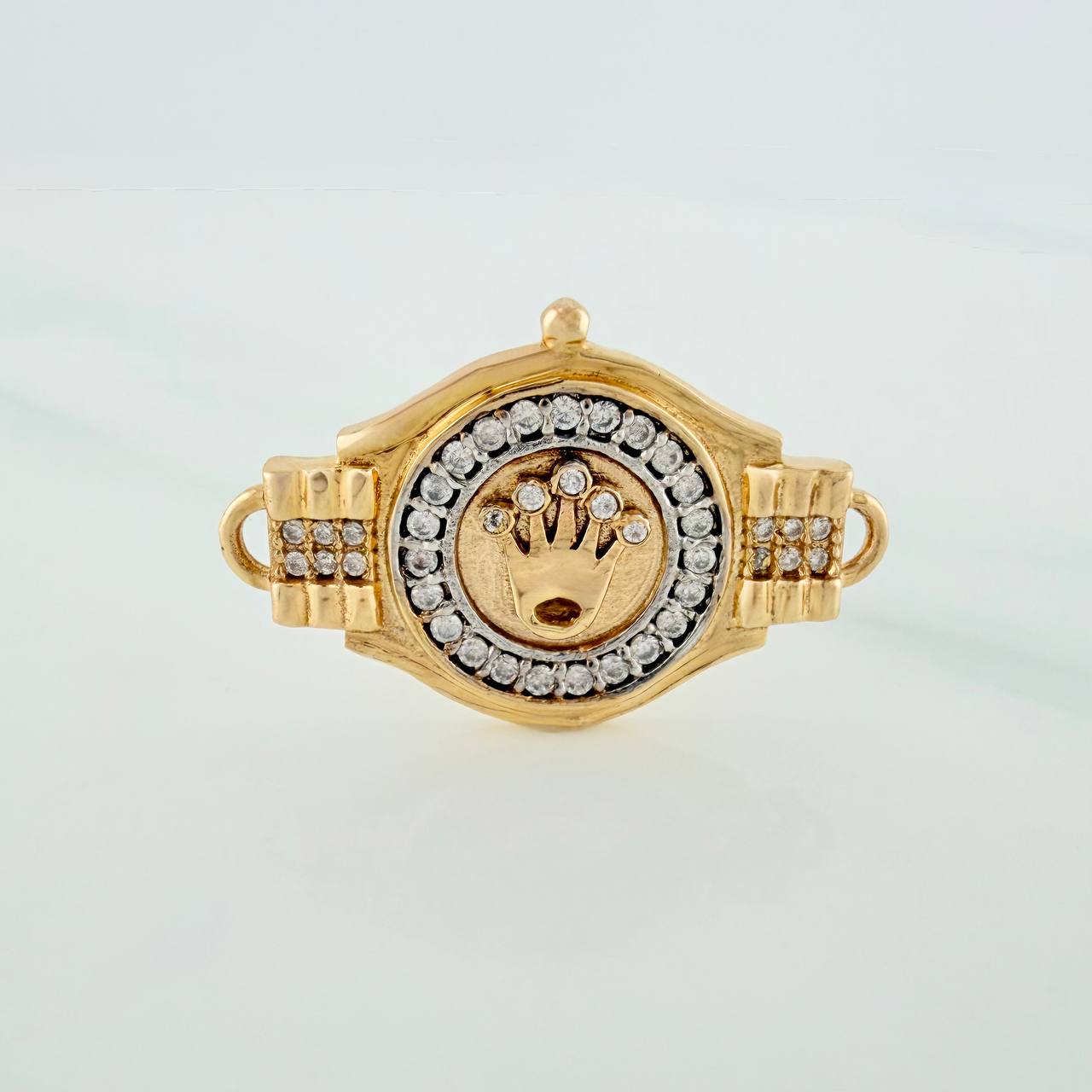 Herraje Corona Cinturon 3.65gr / 1 in / Dos Oros Amarillo Blanco 18K %