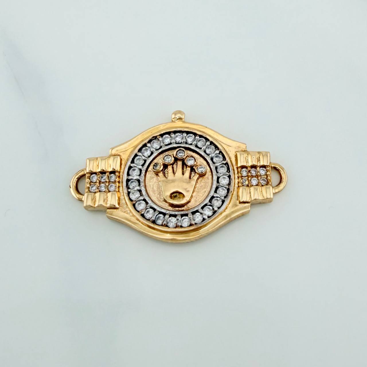 Herraje Corona Cinturon 3.45gr / 1 in / Dos Oros Amarillo Blanco 18K %