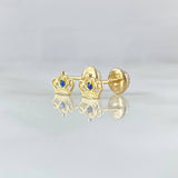 Stud Earrings Corona Real 0.7gr / 4.8mm Blue Zircon Yellow Gold 18K