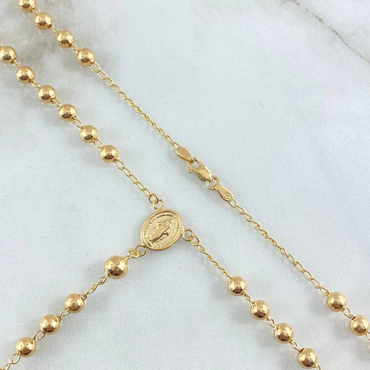 Miraculous Virgin Rosary 13.35gr / 50cm / 4mm-5mm Bead Polished 18K Yellow Gold