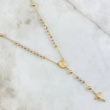 Rosario Virgen Milagrosa 8.35gr / 50cm / 3mm-4mm Bola Diamantada Tres Oros 18K