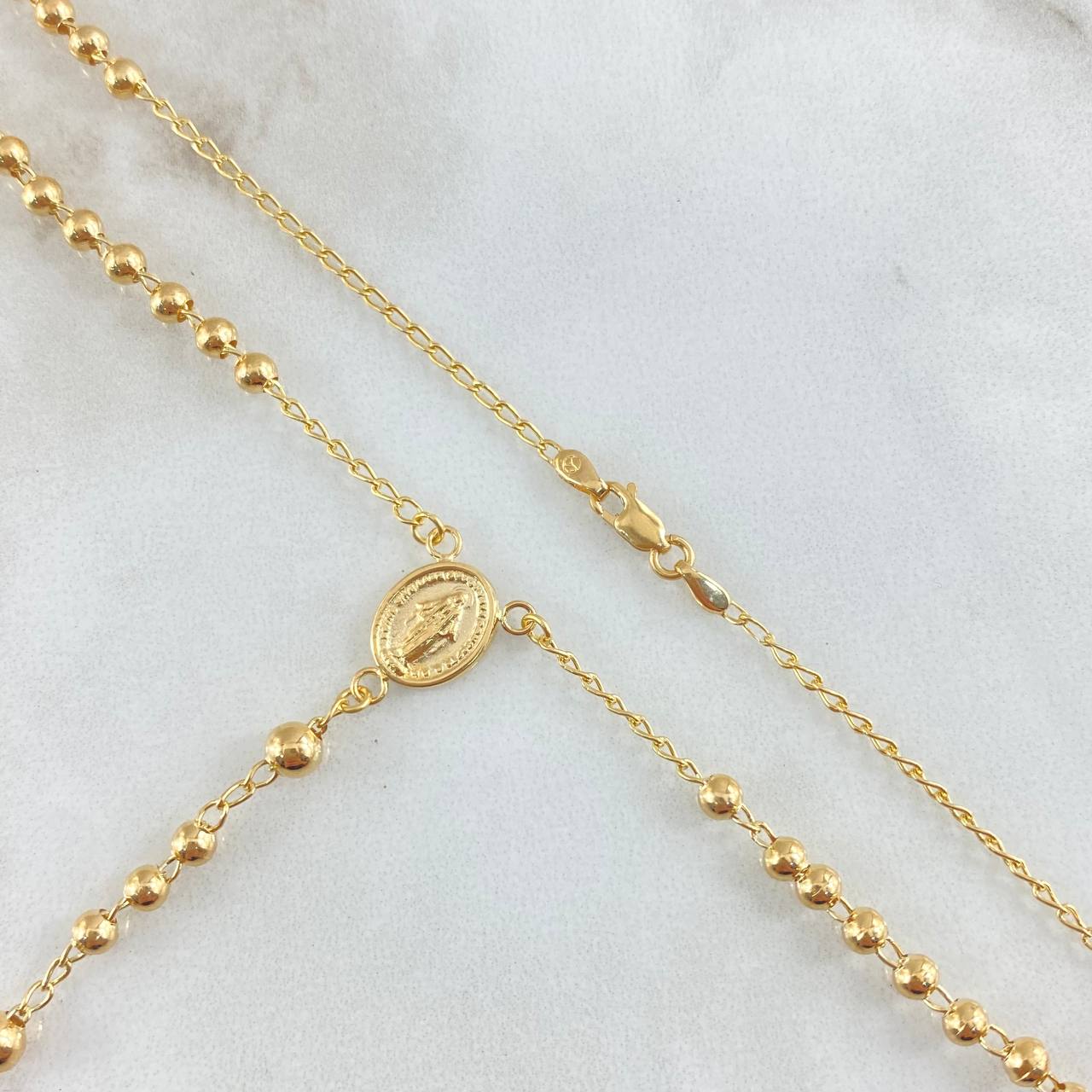 Miraculous Virgin Rosario 9gr / 50cm / 3mm-4mm Bead Polished 18K Yellow Gold