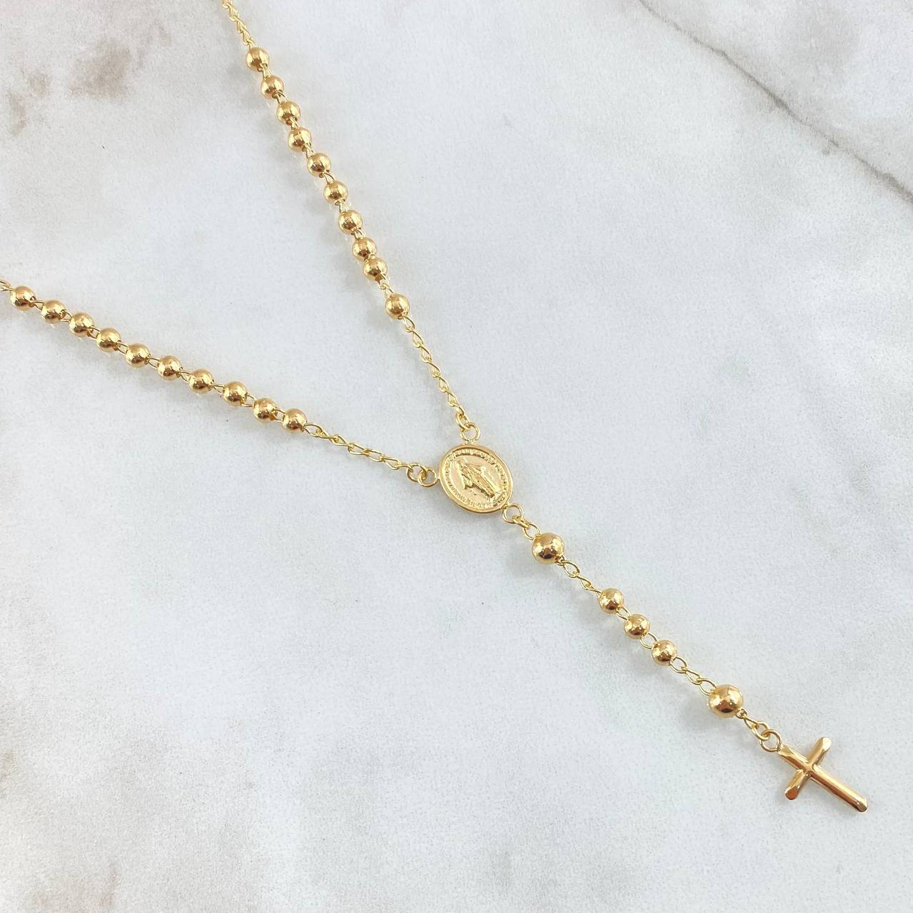 Miraculous Virgin Rosario 9gr / 50cm / 3mm-4mm Bead Polished 18K Yellow Gold
