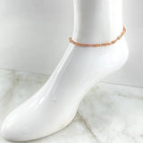 Rustic Anklet 2x1 Oval Diamond Cut 6.3gr / 24cm / Multiple Cuffs Two Yellow Rose Gold 18K