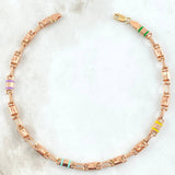 Rustic Anklet 2x1 Oval Diamond Cut 6.3gr / 24cm / Multiple Cuffs Two Yellow Rose Gold 18K
