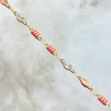 Rustic Anklet 2x2 Oval Diamond Cut 6.25gr / 25cm / Fuchsia Rubber Three Golds 18K