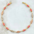 Rustic Anklet 2x2 Oval Diamond Cut 6.25gr / 25cm / Fuchsia Rubber Three Golds 18K