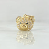 Pendant Face Bear 2.5gr / 1.8cm / White Black Zircons Yellow Gold 18K ©