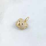 Pendant Face Bear 2.5gr / 1.8cm / White Black Zircons Yellow Gold 18K ©