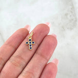 Dije Cruz Tupida 1gr / 2cm / Blue Zircons Yellow Gold 18K