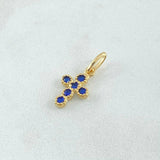 Dije Cruz Tupida 1gr / 2cm / Blue Zircons Yellow Gold 18K