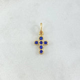Dije Cruz Tupida 1gr / 2cm / Blue Zircons Yellow Gold 18K