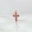 Pendant Thick Cross 1gr / 2cm / Fuchsia Zircons Yellow Gold 18K