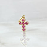 Pendant Thick Cross 1gr / 2cm / Fuchsia Zircons Yellow Gold 18K