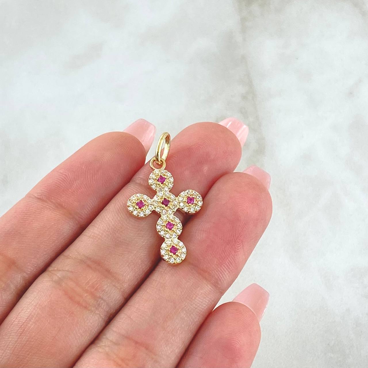 Dije Cruz Tupida 1.9gr / 1 in / Oro Amarillo 18K *