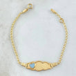 Pulso Bebé Espiga Placa Nube 1.75gr / 13cm-14cm / Corazon Azul Oro Amarillo 18K
