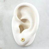 Stud Earrings Corona Real 0.7gr / 4.8mm Fuchsia Zircon Yellow Gold 18K ©