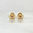 Stud Earrings Corona Real 0.7gr / 4.8mm Fuchsia Zircon Yellow Gold 18K