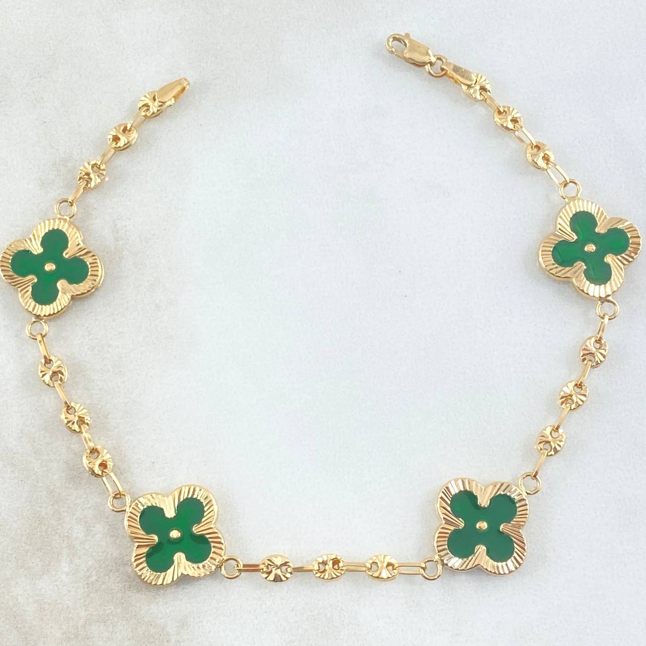 Bracelet GC Clover Green 5.35gr / 7.5in / 18K Gold