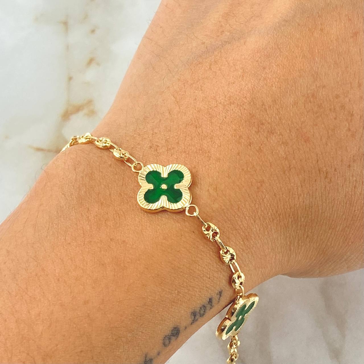 Bracelet GC Clover Green 5.35gr / 7.5in / 18K Gold