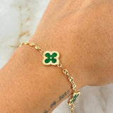 Bracelet GC Clover Green 5.35gr / 7.5in / 18K Gold Yellow ©