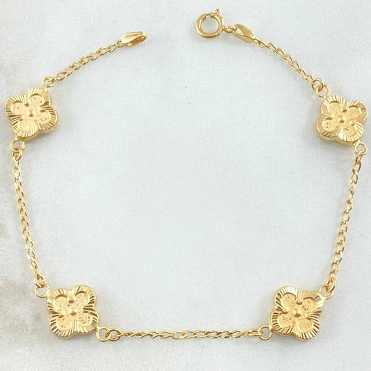 Pulso Trebol Dorado 3.2gr / 18.5cm / Oro Amarillo 18K ©