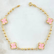 Pulso Trebol Rosado 4.45gr / 18.5cm / Oro Amarillo 18K