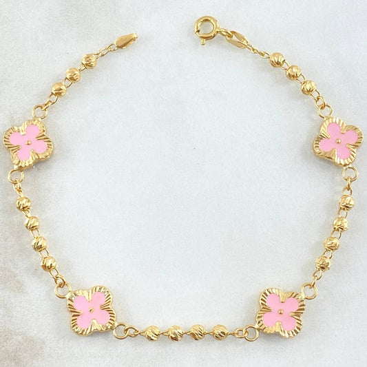 Clover Bracelet Rosy 4.8gr / 7.1in / 18K Gold Yellow ©