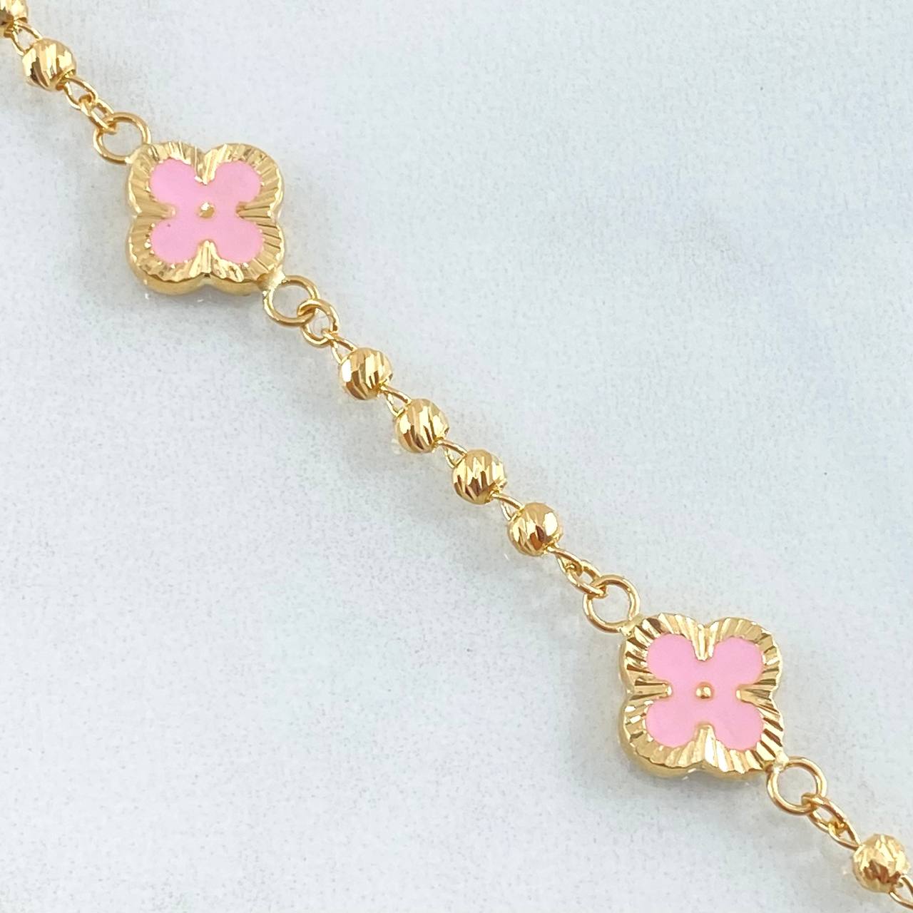 Clover Bracelet Rosy 4.8gr / 7.3in / 18K Gold Yellow
