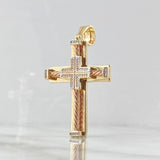 Pendant Cubic Wire Cross Straight 21gr / 6.4cm / White Zircons Two 18K Yellow Rose Gold ©