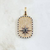 Pendant Cardinal Star Plate 6.05gr / 3.4cm / Relief White Black Zircons 18K Yellow Gold ©