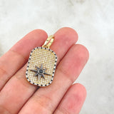 Pendant Cardinal Star Plate 6.05gr / 3.4cm / Relief White Black Zircons 18K Yellow Gold ©