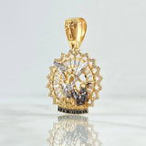 Pendant San Miguel Double Halo 7.15gr / 3.9cm / White Zircon Relief 18K Yellow Gold ©