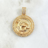 Pendant Lion Spiral Striped Medallion 14.1gr / 4cm / Yellow Gold 18K Relief ©