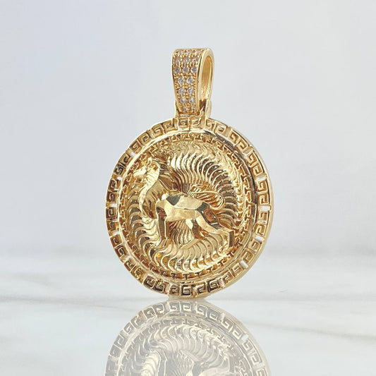 Pendant Lion Spiral Striped Medallion 14.1gr / 4cm / Yellow Gold 18K Relief ©