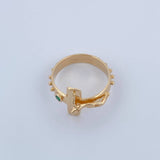 Anillo Cruz Cristo 6.3gr / T10 / Circon Verde Oro Amarillo 18K &