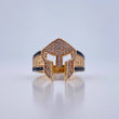 Anillo Casco De Gladiador 8.7gr / T11 / Circones Negros Blancos Dos Oros Negro Amarillo 18K !