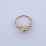 Heart Ring 2.05gr / Size 7 1/2 / Green and White Zirconia 18K Gold &
