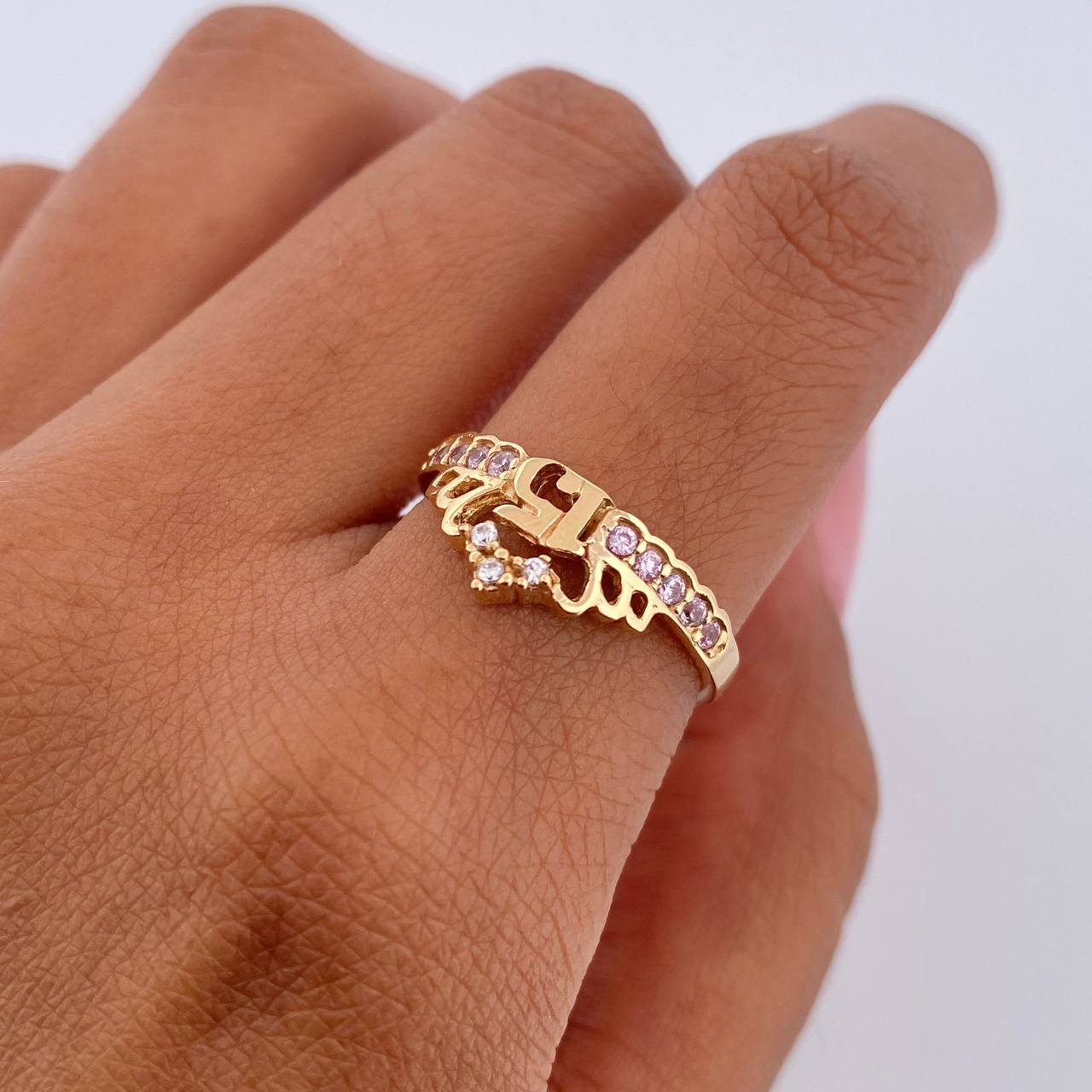 Anillo Tiara 15s 2.25gr / T7 / Circones Rosados Blancos Oro Amarillo 18K &
