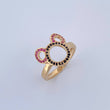 Mouse Ring 2.6gr / T6 1/2 / Fuchsia and Black Zircons 18K Gold &