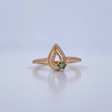 Drop Ring 2.6gr / T7 1/2 / Green White Zircons 18K Gold &