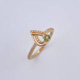 Drop Ring 2.6gr / T7 1/2 / Green White Zircons 18K Gold &