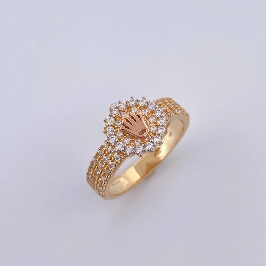 Anillo Correa Corona 3.15 g / T7 3/4 Dos Oros Amarillo Rosa 18K