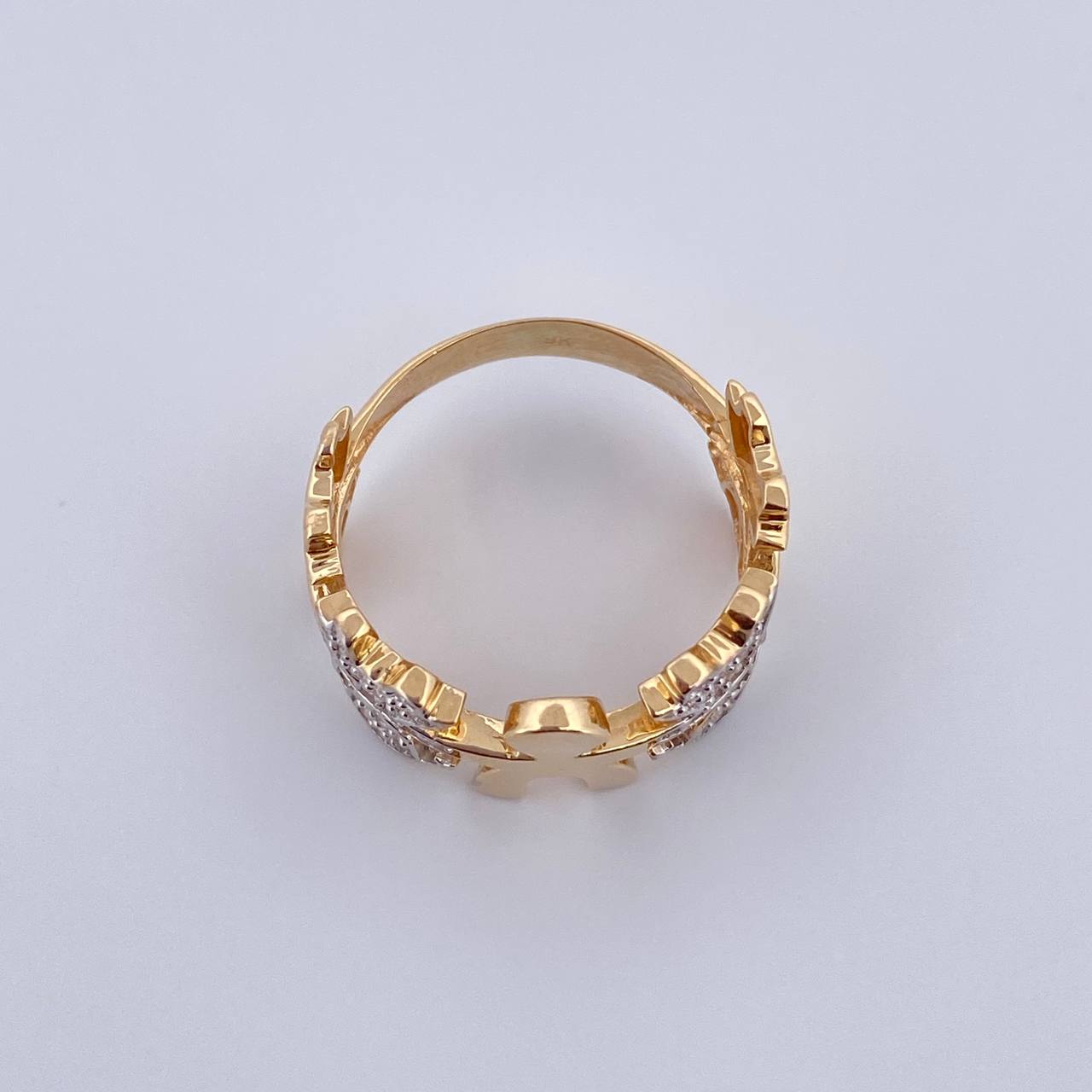Anillo Niños 3.45gr / T7 / Circones Blancos Dos Oros Amarillo Blanco 18K &