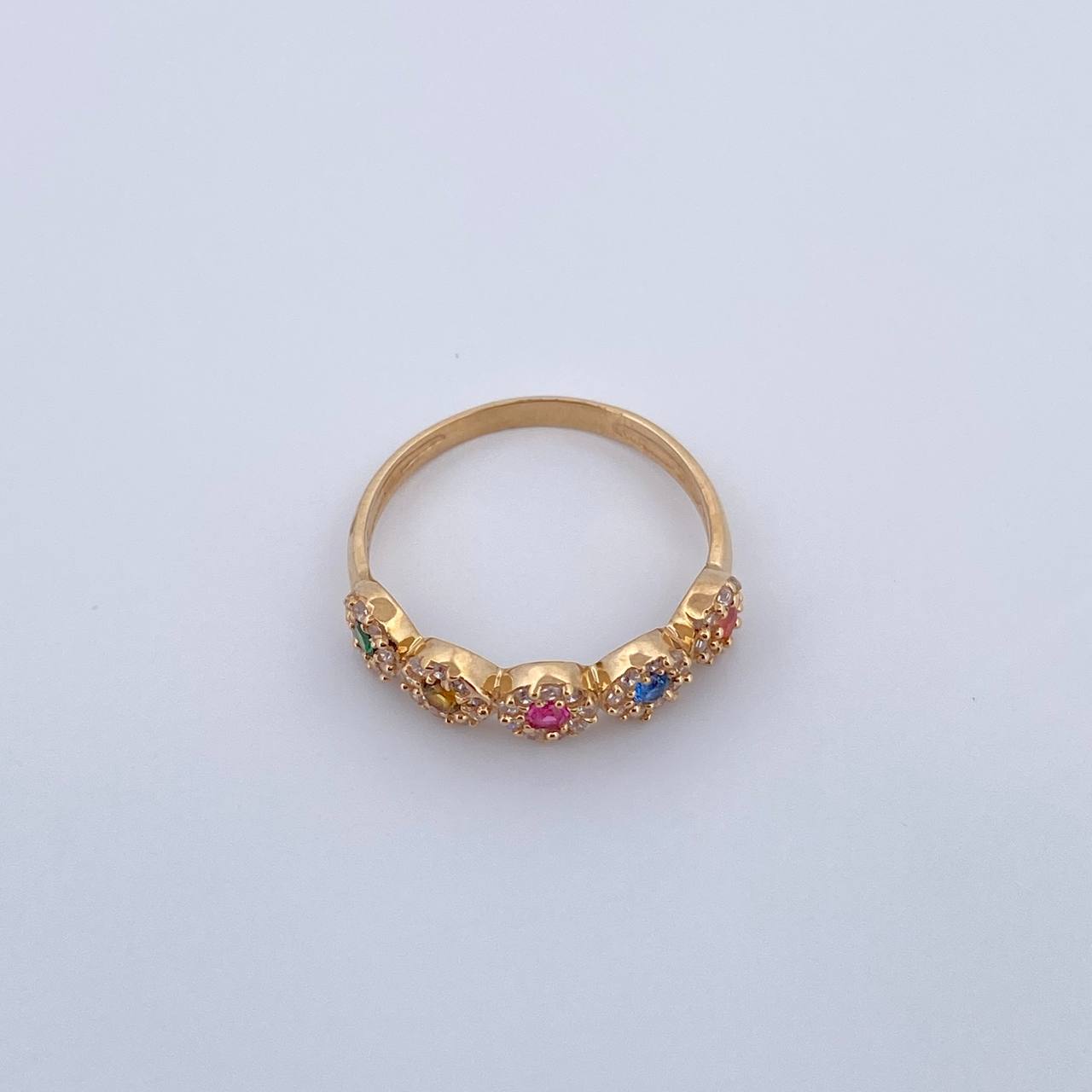 Anillo Churumbela Tupida 2.1gr / T6 1/4 / Circones Colores Oro Amarillo 18K &