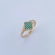 Anillo Trebol 2.45gr / T7 3/4 / Circones Verdes Dos Oros Amarillo Blanco 18K &