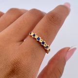 Anillo Churumbela Rombos 1.85gr / T7 1/2 / Circones Azules Oro Amarillo 18K &