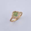 Anillo Trebol 2.9gr / T6 1/4 / Circones Verdes Blancos Oro Amarillo 18K &