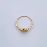 Anillo Corona Real 1.35gr / T7 1/2 / Circones Verde Blancos Oro Amarillo 18K &